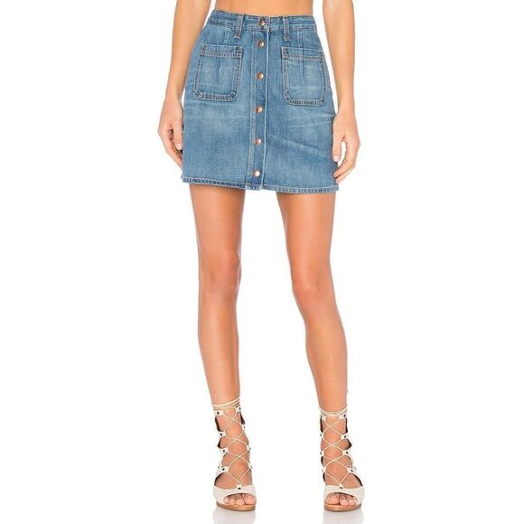 RAG & BONE santa cruz mini skirt capitol button front denim size US 25 - Picture 2 of 6